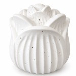 Lampe � poser fleur de lotus blanche en porcelaine - 17 cm