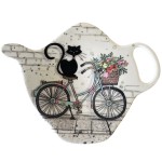 Soucoupe pour sachet de thé chat à vélo