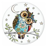 Magnet rond chouette color�e 5,5 cm