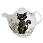 Soucoupe pour sachet de thé chat noir