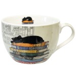 Bol en porcelaine chat sur livres