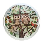 Plateau rond Couple de chouettes 38 cm