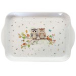 Mini plateau en mélamine couple de hiboux et écureuil Mini plateau en mélamine couple de hiboux et écureuil