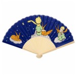 �ventail Le Petit Prince bleu fonc� en bambou 40 x 23 cm