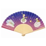 �ventail Le Petit Prince rose et violet en bambou 40 x 23 cm