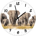 Horloge murale éléphants en verre 29 cm Horloge murale éléphants en verre 29 cm