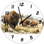 Horloge murale bisons en verre 29 cm Horloge murale bisons en verre 29 cm