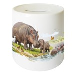 Tirelire les hippopotames en c�ramique 9,5 cm Cbkr�ation