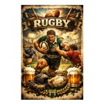 Plaque m�tal aluminium rugby 30,5 � 20 cm
