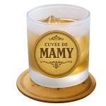 Verre d�poli cuv�e de Mamy avec sous-verre assorti