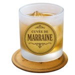 Verre d�poli cuv�e de Marraine avec sous-verre assorti