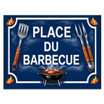 Plaque M�tal D�corative Place du Barbecue 20 x 15 cm