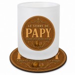 Verre de papy 280 ml avec Sous-Verre Assorti