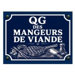 Plaque M�tal Barbecue QG des Mangeurs de Viande 20 x 15 cm