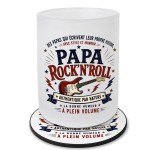 Verre Papa Rock'n'Roll avec Sous-Verre Assorti 280 ml