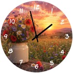 Horloge Murale Verre Bouquet Champ�tre 29 cm