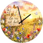 Horloge La Vie est Belle Fleurs des Champs 29 cm