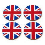 Set de 4 dessous-de-verre drapeau Royaume-Uni 9,5 cm