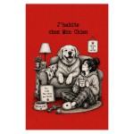 Plaque M�tal Humour Chien J�Habite Chez Mon Chien 30 x 20 cm