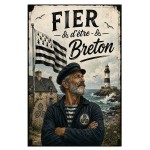 Plaque M�tal Bretagne Fier d'�tre Breton 30 x 20 cm