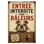 Plaque M�tal Bouledogue Entr�e Interdite aux R�leurs