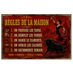 Plaque R�gles de la maison Espagne humour aluminium 30 x 20 cm