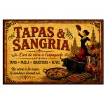 Plaque Tapas & Sangria d�co Espagne aluminium 30 x 20 cm