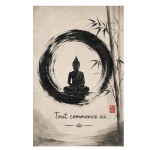 Plaque Bouddha Tout commence ici d�co zen aluminium 30 x 20 cm