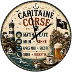 Horloge verre 29 cm Capitaine Corse d�co marine vintage