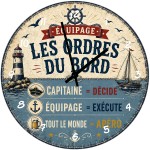 Horloge marine humour les ordres du bord en verre 29 cm