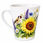 Mug chardonneret tournesol et fleurs en c�ramique 320 ml