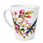 Mug oiseau bleu et branche fleurie en c�ramique 320 ml