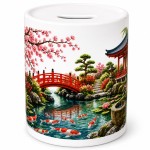 Tirelire carpes ko� en c�ramique d�cor japonais zen