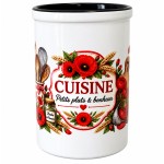 Pot � ustensiles en c�ramique d�cor coquelicots 13 cm
