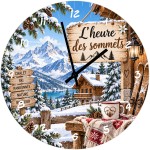 Horloge en verre montagne chalet ski 29 cm � Cbkr�ation