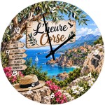 Horloge en verre Corse mer maquis montagne 29 cm