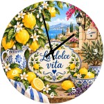 Horloge citron en verre 29 cm d�cor Provence La dolce vita