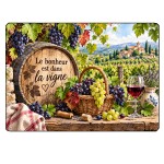 Planche en verre vigne et vendanges 29 x 20 cm