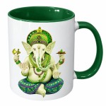 Mug Ganesh blanc int�rieur vert en c�ramique 350 ml