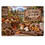 Planche en verre champignons for�t automnale 29 x 20 cm