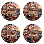 4 dessous de verre sport automobile vintage 9,5 cm