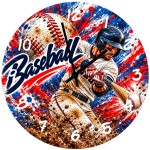Horloge en verre baseball 29 cm joueur de sport am�ricain