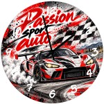 Horloge murale en verre 29 cm voiture de course sport auto