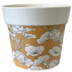 Cache pot en bambou orange et beige 15.5 cm