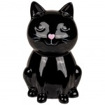 Tirelire Chat coeur 15 cm - Noir