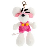 Porte-cls peluche Diddl en salopette rose 15 cm