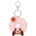 Porte-cl�s peluche Donut rose recycl� 10 cm