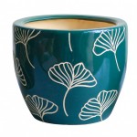 Cache pot vert Ginkgo en Terre Cuite 18 cm Cache pot vert Ginkgo en Terre Cuite 18 cm
