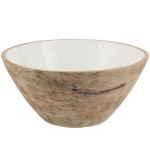 Bol en bois de manguier avec intrieur blanc