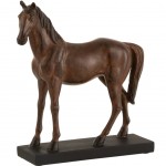 Statue cheval en rsine marron